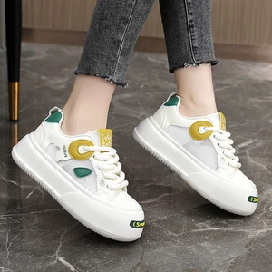 Made in China Women's Shoes Fashion Trend Student Campus White Shoes Platform Mesh Breathable Board Shoes