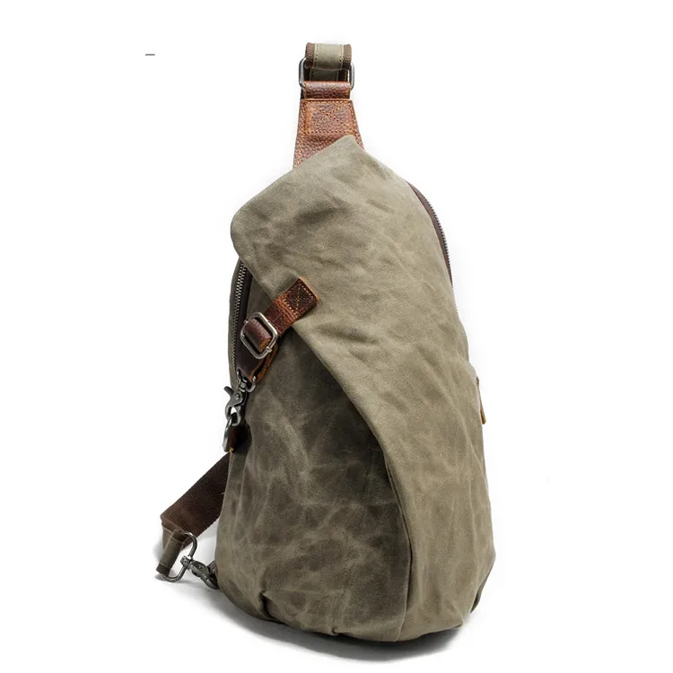 Men's outdoor waist bag canvas large capacity chest bag