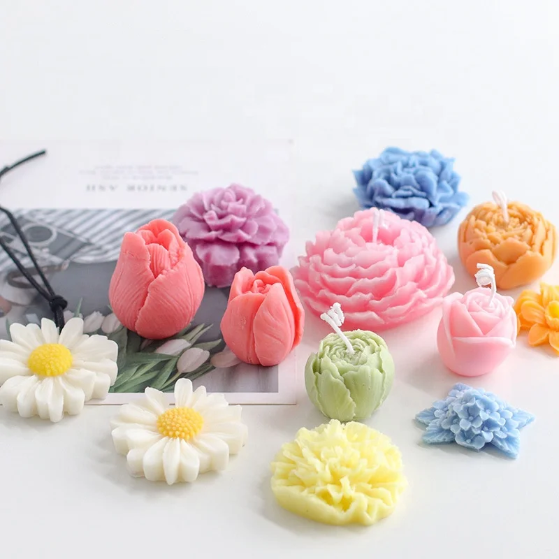 DM346 3D DIY Lotus Rose Flower Series Decoration Silicone