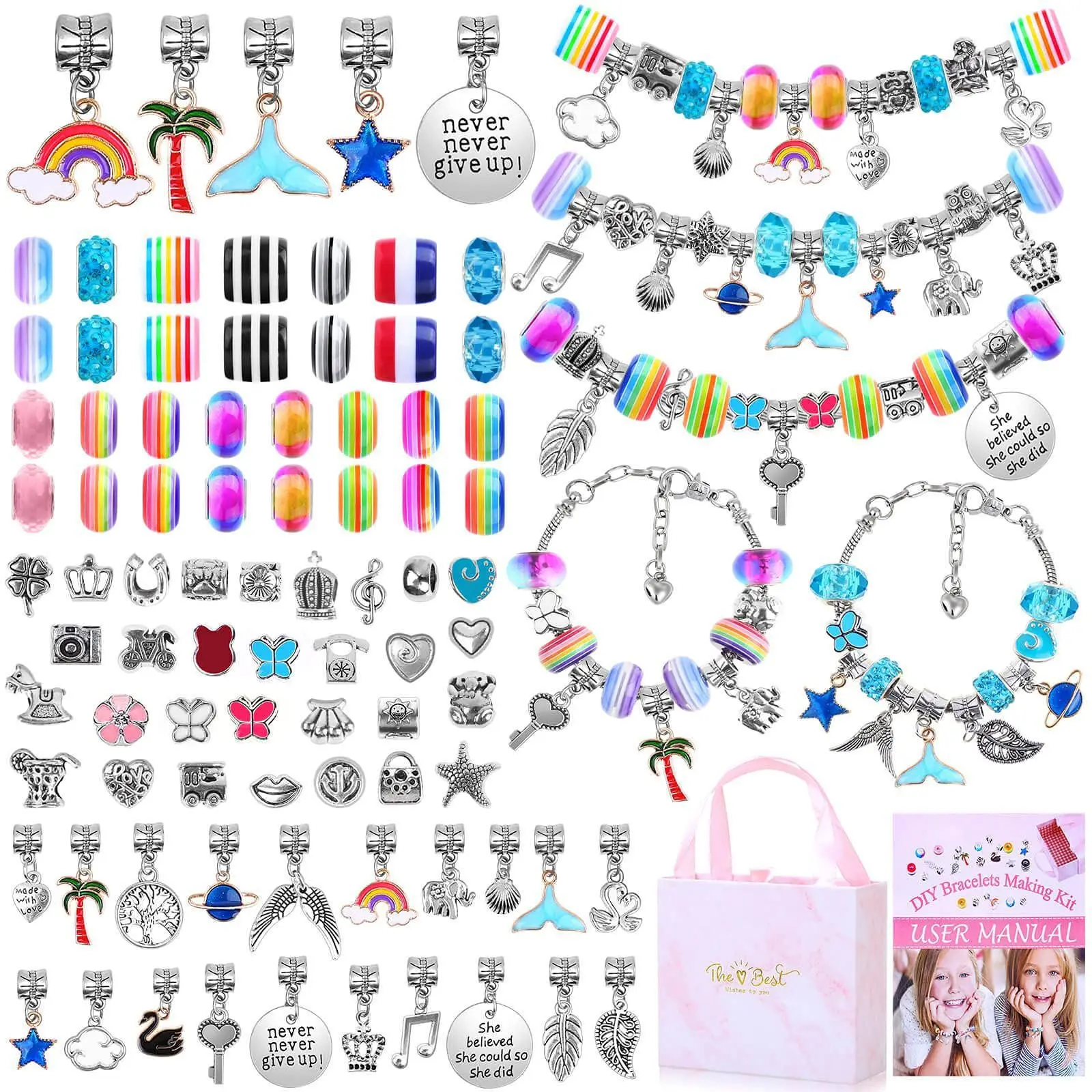 Hot Selling Jewelry Making Kit With Beads Charms Bracelet Necklace DIY Crafts Gifts Set for Girls Kids