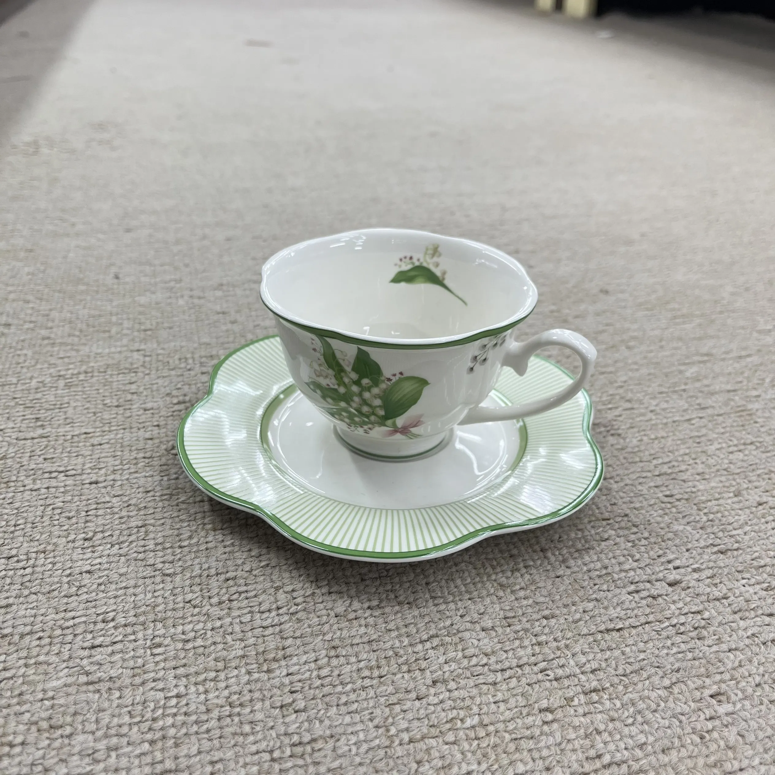 product 220ml lily of the valley fresh spring floral tableware for afternoon tea  quiet reading breaks porcelain coffee cup  saucer-3