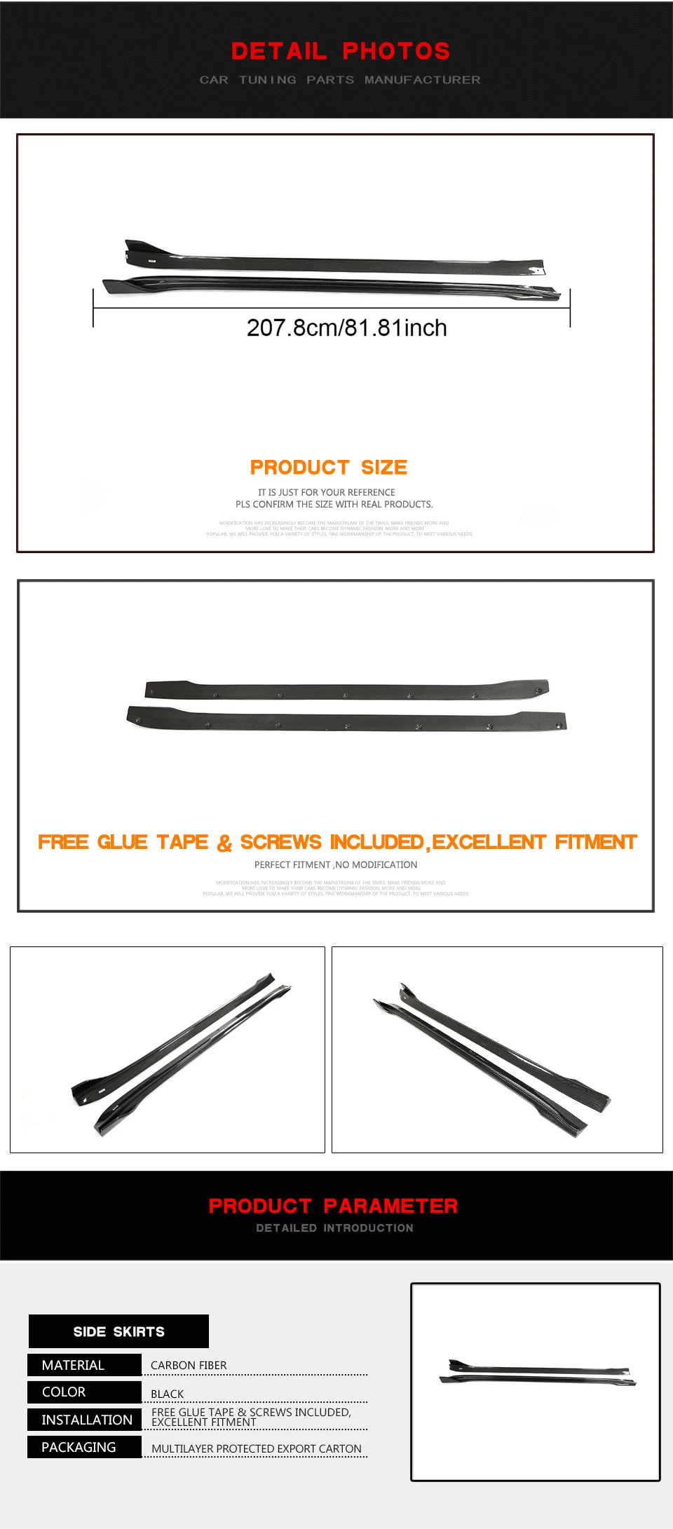 Factory Carbon Fiber Side Skirts Car Bodykit For Tesla Model 3 1820 Buy Carbon Fiber Side