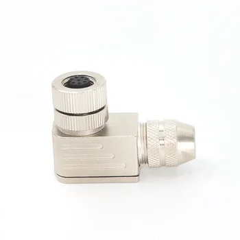 KRONZ Metal M12 Angled Circular Connector 8 Pin A Code Field-wirable Assembly Female Industrial M12 Connectors