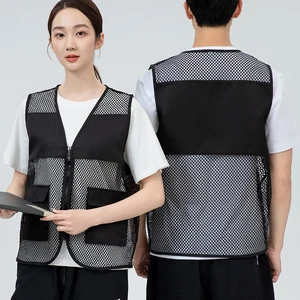 Summer Custom Logo Waistcoat Men Electrician's Work Clothes Construction Team Blue Mens Work Vest