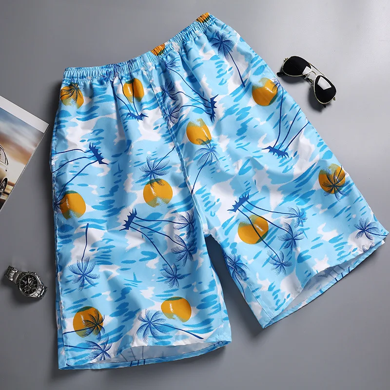 Summer casual polyester coconut tree printing mens oversize sports beach pants men's shorts325_voghion.com