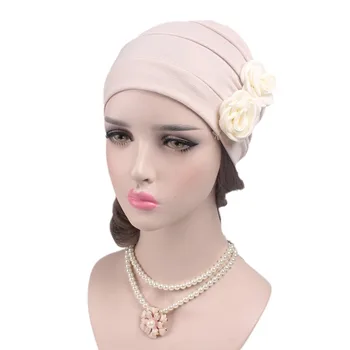 Wholesale Ladies Turban Bonnet Solid Color Cotton Top Knot Inner Hijab Hat African Twist Turban Women Head Wraps