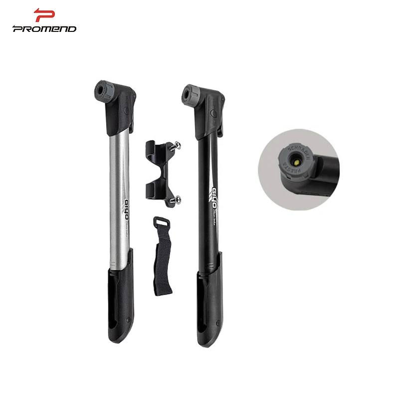 Giyo 04CA Clever Valve HighQuality Pressure Bike Pump Inflatable Bike Mini air Pump 120PSI Barometer Aluminium Bicycle Hand Pump