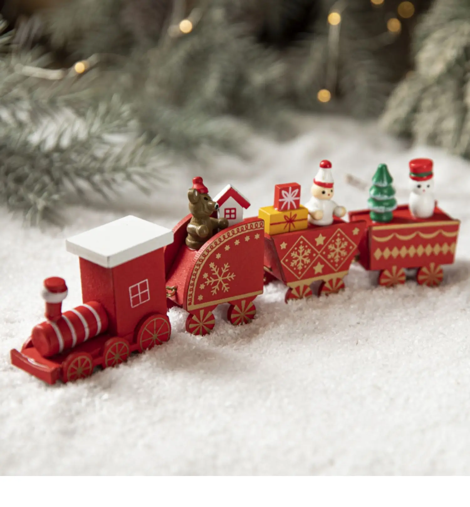 Christmas Gifts Wooden Paintings Small Train Decoration Ornaments Decorations and Holiday Arrange