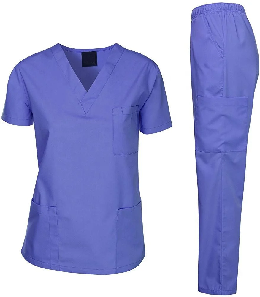 Light Color Womens Elastic Waist Hospital Medical Uniforms Set Jogger