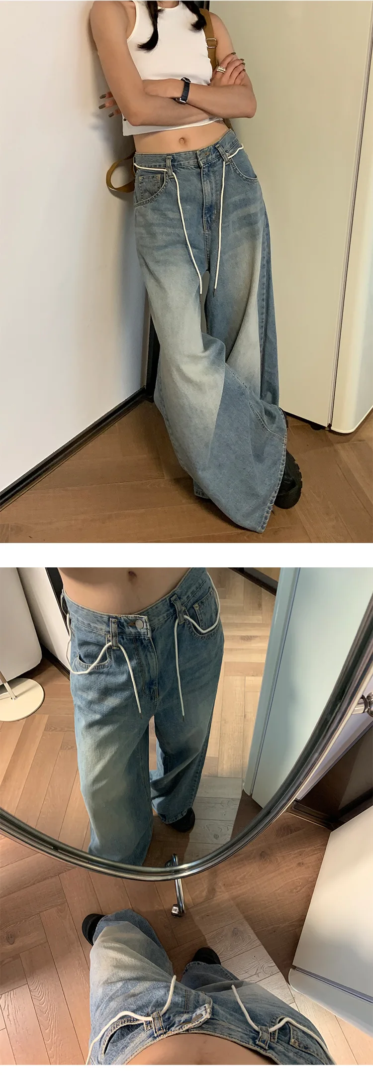 Custom Skater Jeans Wide Leg Pants Denim Pants Baggy Denim Jeans Femmes Women's Pants Women Jeans