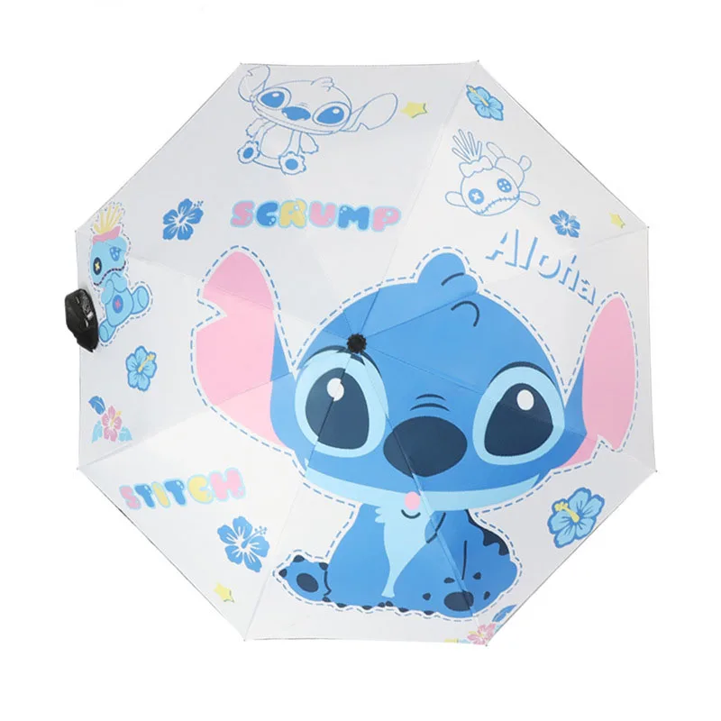 Automatic Stitch Umbrella Kids Cute Cartoon Folding Rain And Sun Dual