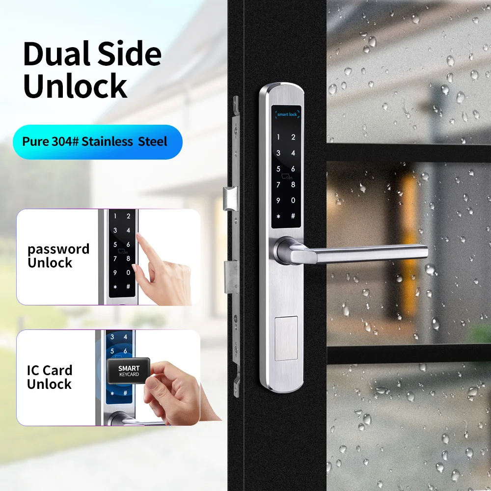 IP64 chống nước được chứng nhận intertek thẻ mật khẩu ứng dụng cổng nhà an ninh kỹ thuật số không cần chìa khóa ngoài trời an toàn tuya khóa cửa zigbee