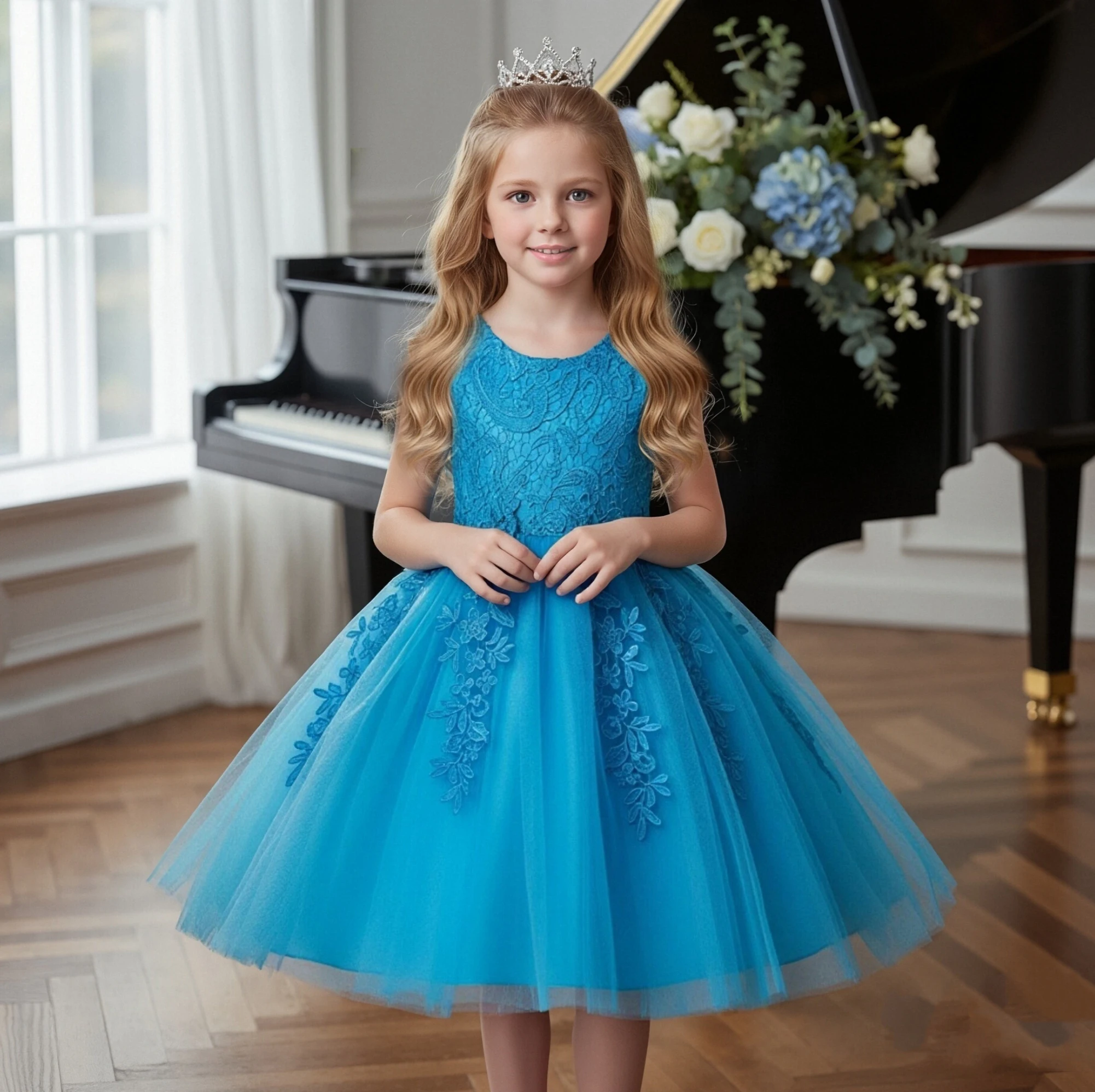 Lovely Flower Baby Girl Dress for Birthday Party - 4 Years Old