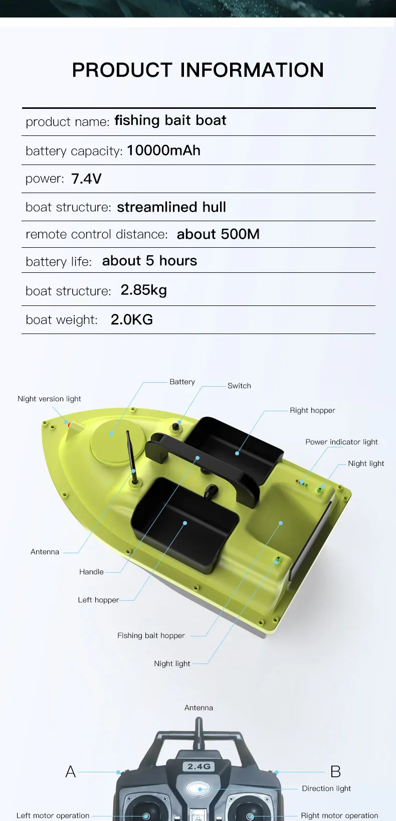 Factory D18b 16 Anchor Points 3 Hoppers Auto Pilot Rc Electric Fishing