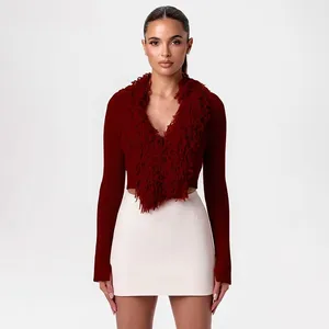 Wholesale Plus Size Women's Winter Knitted Crew Neck Pullover Sweaters Polyester/Cotton Computer Knitted Front Logo Breathable
