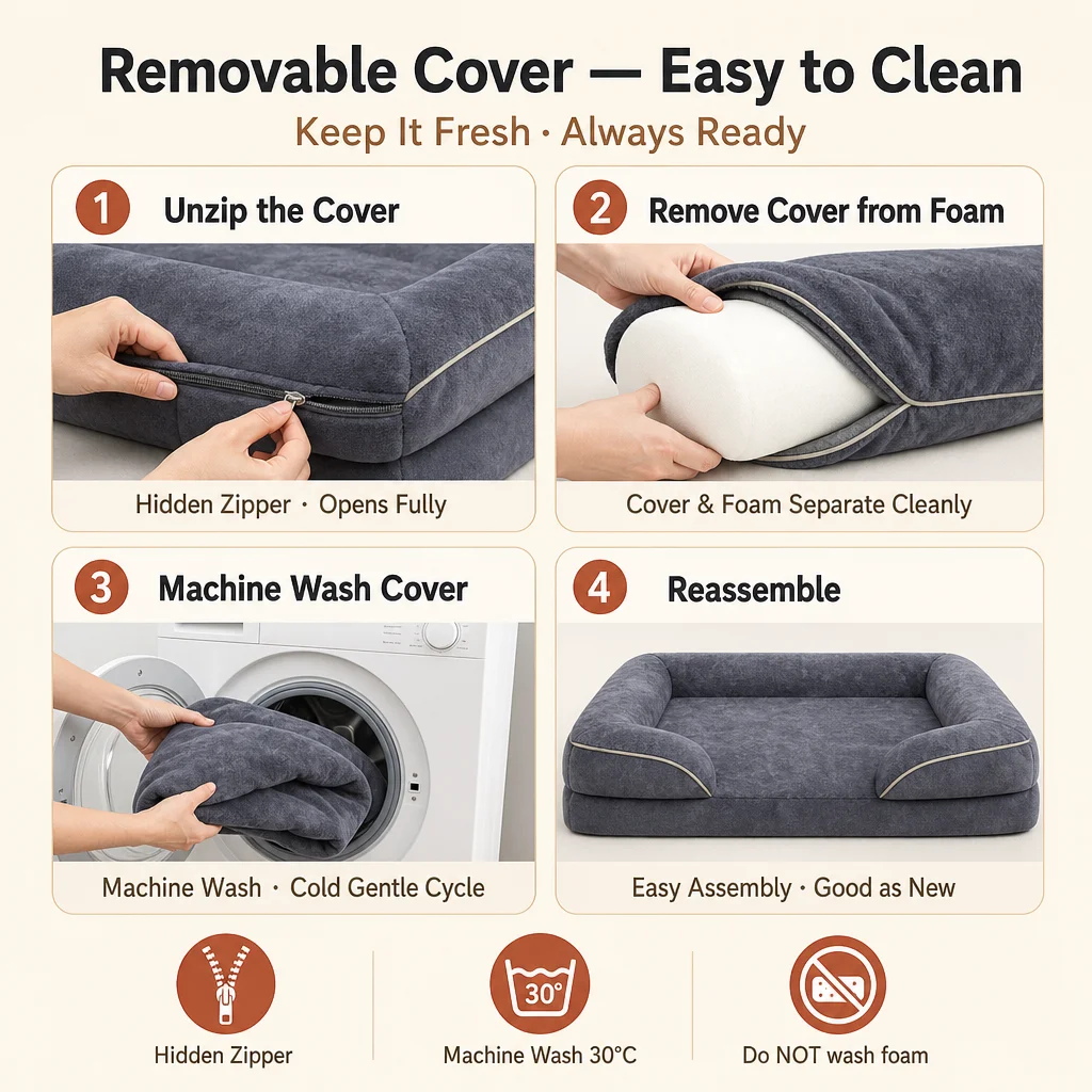 Velvet Three Sided Pet Sofa Bed — Product details 5
