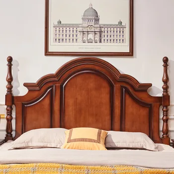 American-Style Rural Solid  room Roman Column Double King Bed French Style set furniture the bed
