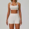 Cross Bra + Shorts (White)