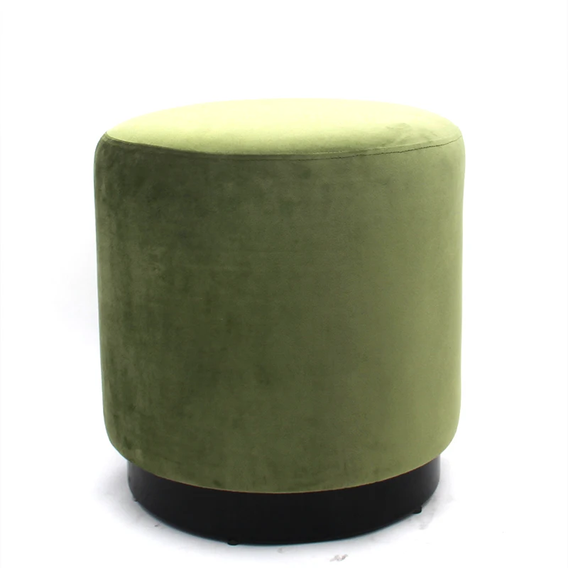RTS Wedding Use High Quality Fabric Footstool Velvet Tufted Round Seat Colorful Ottoman with Gold Metal Base Stool Pouf
