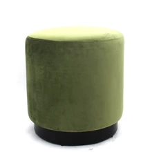 RTS Wedding Use High Quality Fabric Footstool Velvet Tufted Round Seat Colorful Ottoman with Gold Metal Base Stool Pouf