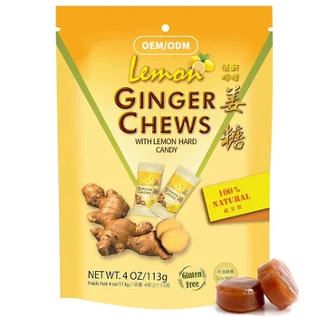 High Quality Vegan Supplement Digestive Health Comfort Stomach Ginger Chews With Lemon Hard Candy