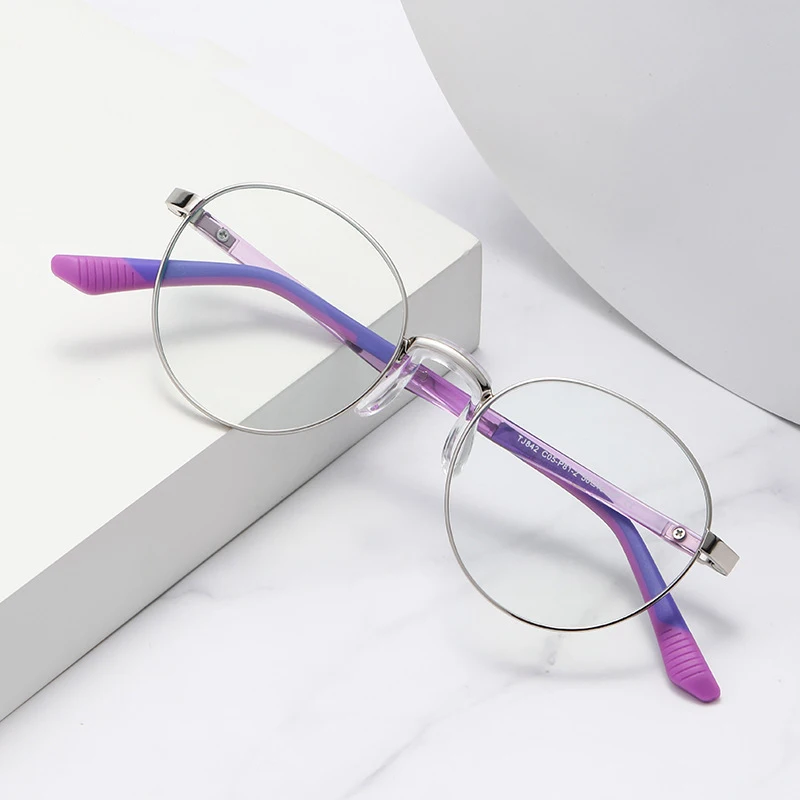 2024 Purple Small Size Oval Metal Eyeglass Frames for Women