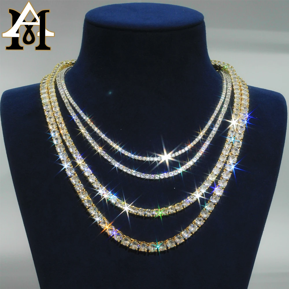 Fine Jewelry 3mm 4mm 5mm 6mm VVS Diamond Moissanite Tennis Chain Necklace Bracelet  925 Silver Iced out chain 222095