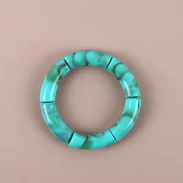 GOOJIDS Bracciale Rigido In Bambù Con Perline Colorate Acrilico, Elasticizzato, Regalo Donna, Medium, Argilla Polimerica - 4