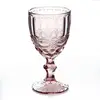 Clear Vintage Rose Pink Embossed Pattern Goblet