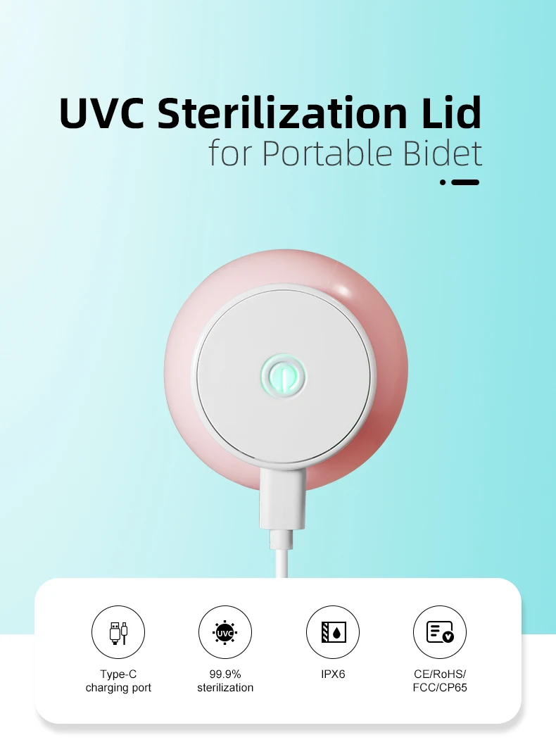 New Design Peri Bottle UVC Disinfection cover Pure Water Bidet Bottle UVC LED Sterilization Lid For Portable Bidet factory