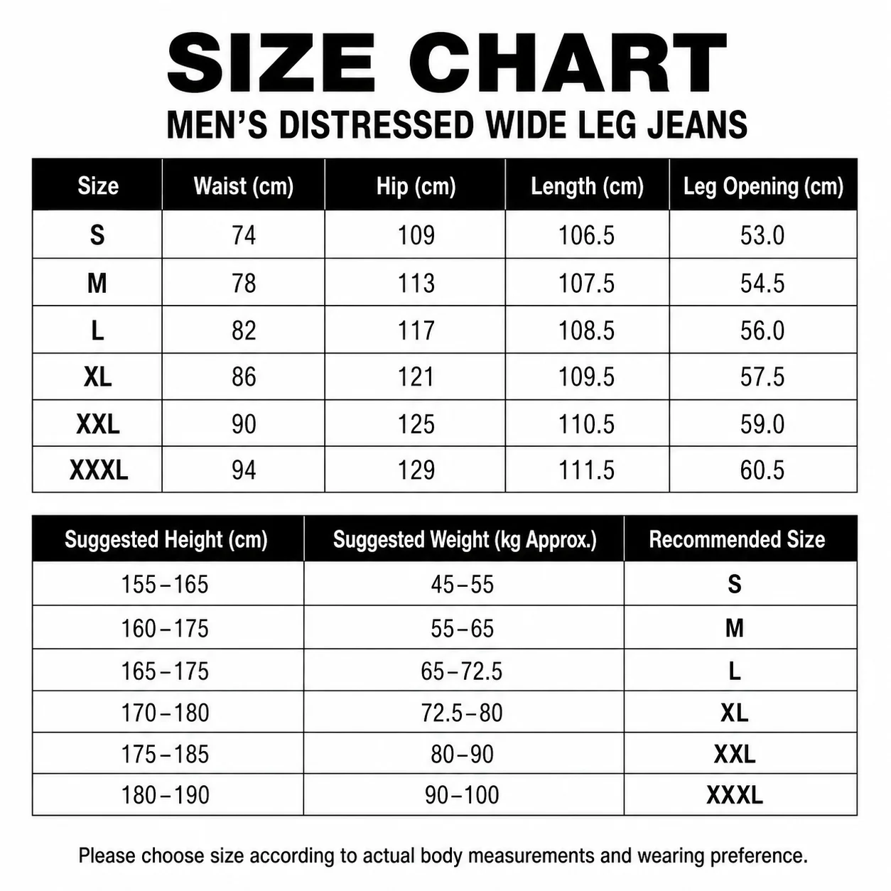 Size chart