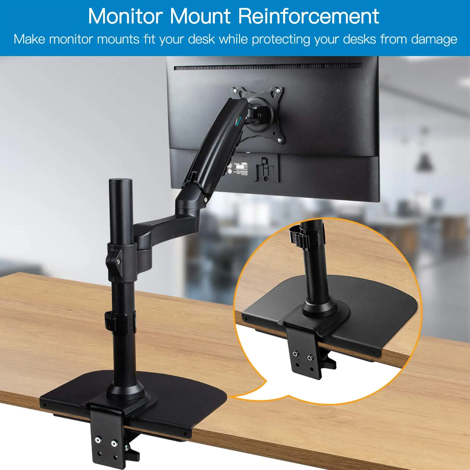 Mg Steel Monitor Mount Reinforcement Plate For Thin Glass And Other