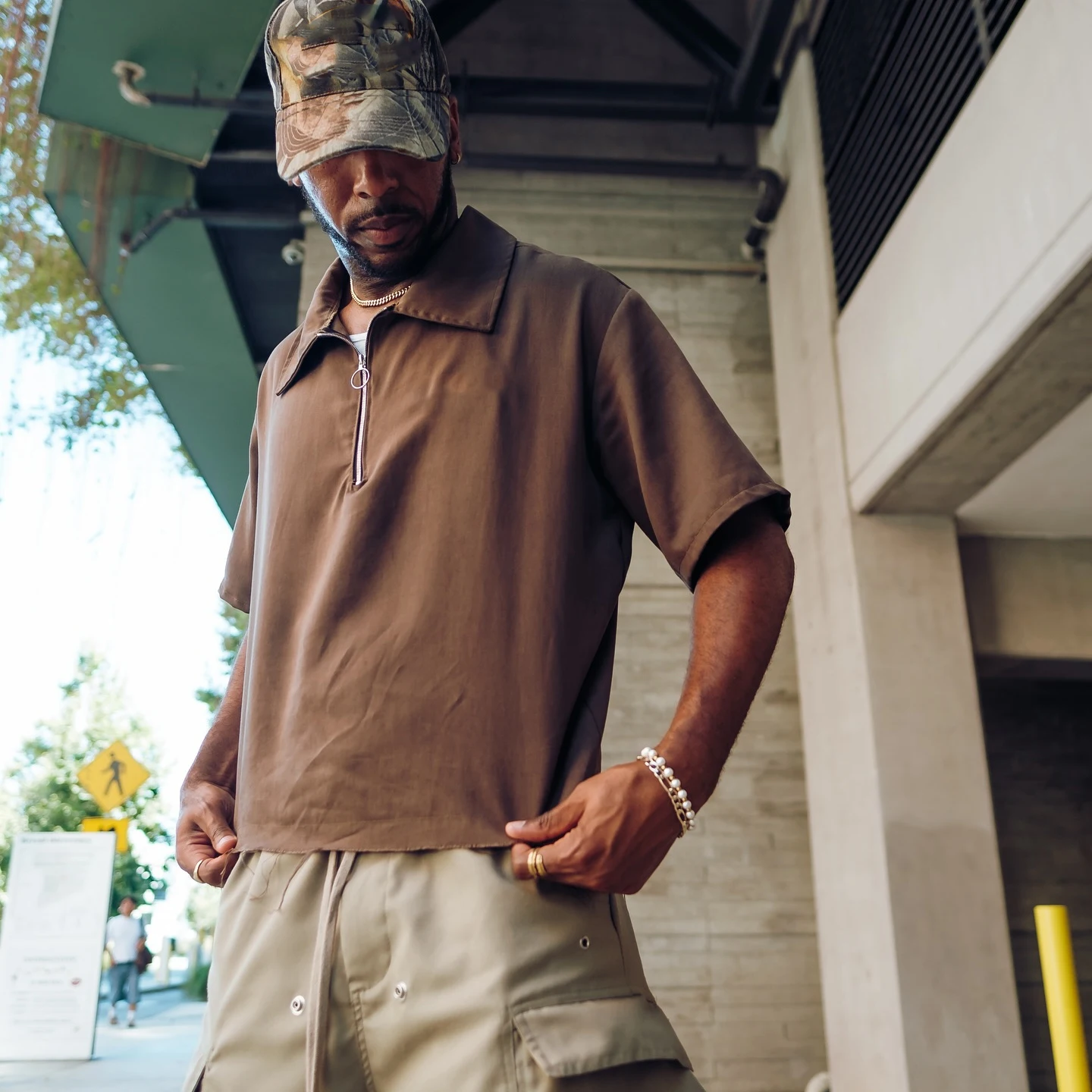 Summer Custom Casual Cotton Polyester Short Sleeve Stripe Zip up Polo t Shirt for Men factory