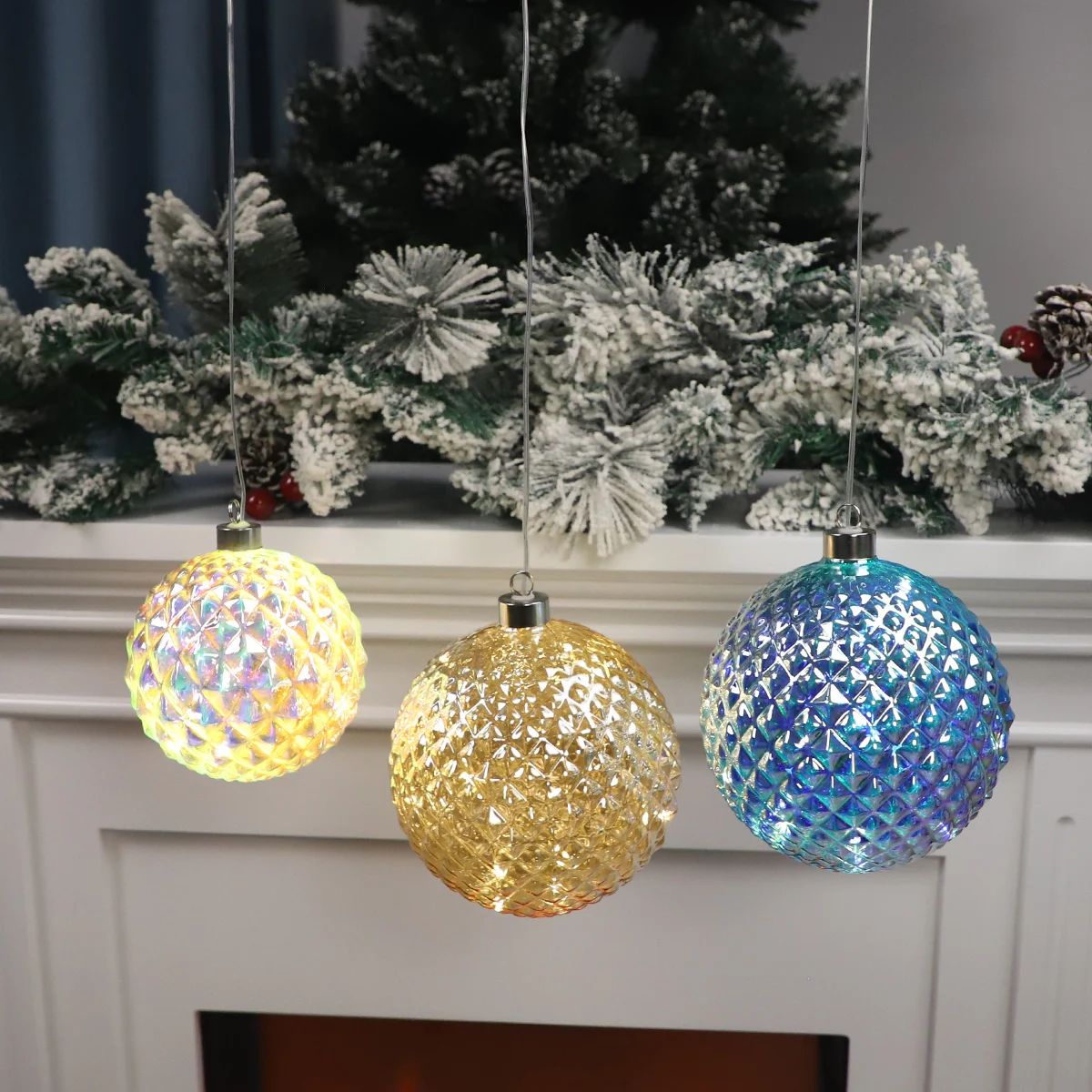 Christmas Window Hanging Lights Glass Ball Christmas Decoration Item Ceiling Hanging Balls