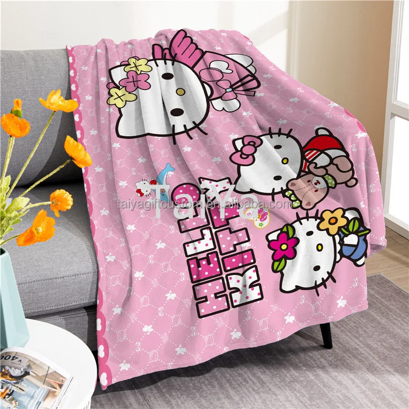 Kitty Cartoon Cat Karol G Super Soft Flannel Blanket Bed Sheet Air
