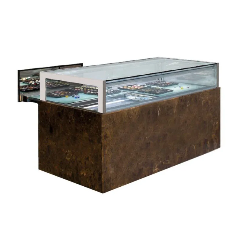 L Shape Customized Cake Bread Chocolate Refrigerator Display showcase Commercial