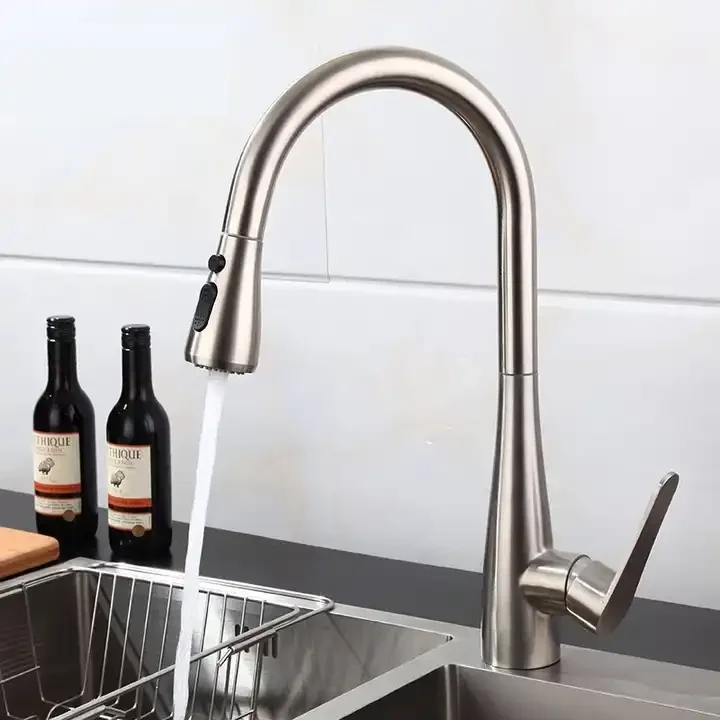 Fashion Modern Style Flexible Rubber Neck Brushed Kitchen Faucet With ...