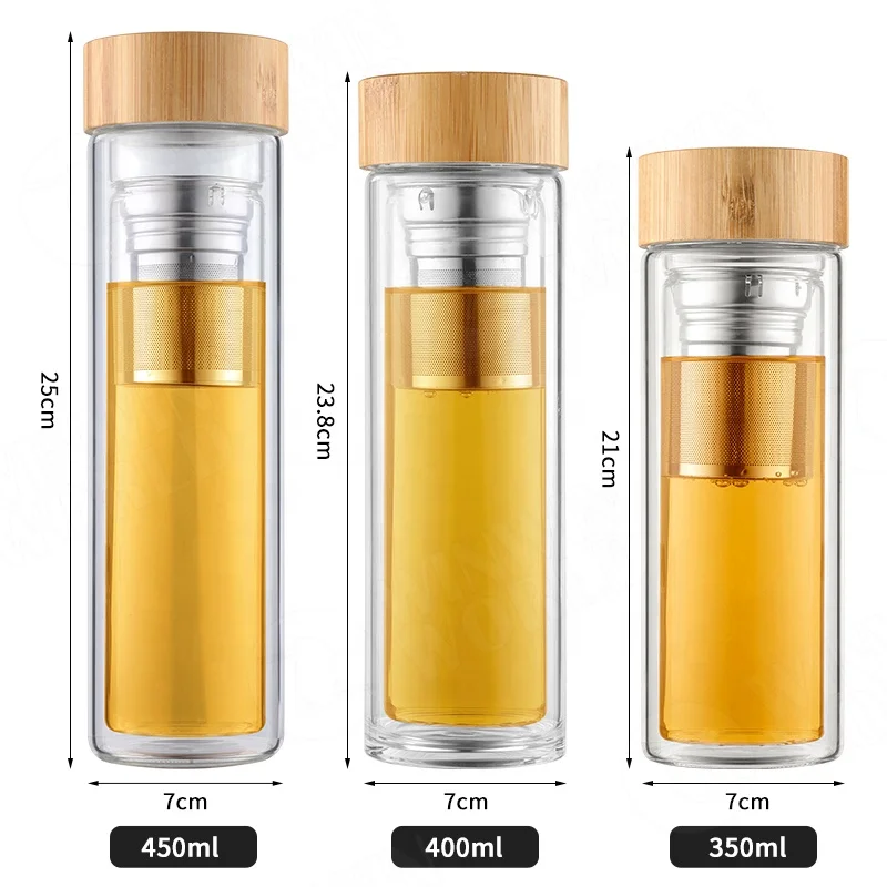 Бланковые Цветные без добавления бисфенола А изготовленный на заказ чайный набор из чашек с двухстенным стеклом стакан кружка бутылка Чай Infuser для рассыпной