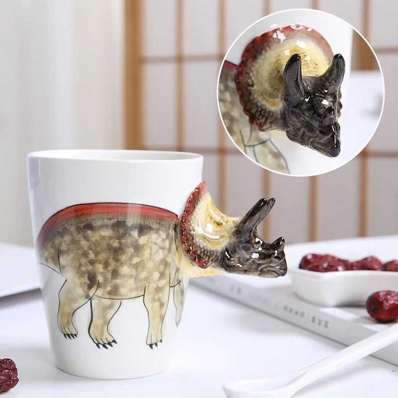 3D White Dinosaur Mug Design