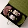 Pink green crape myrtle pair cup gift box