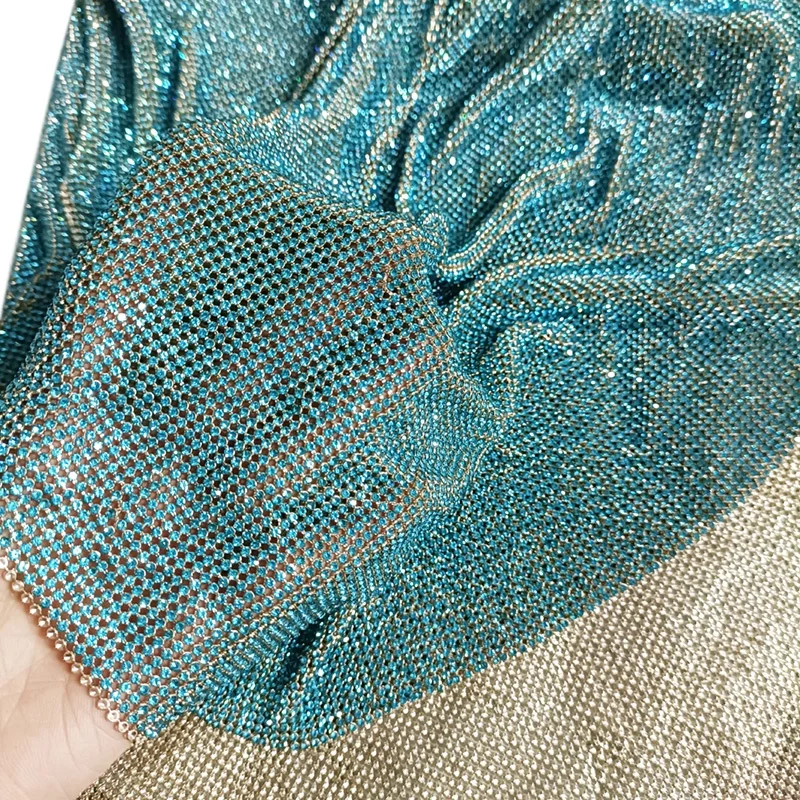 Different Colors Shiny Luxury Crystal Mesh Fabric Metal Rhinestone Mesh for Cellphone Case Women Bags