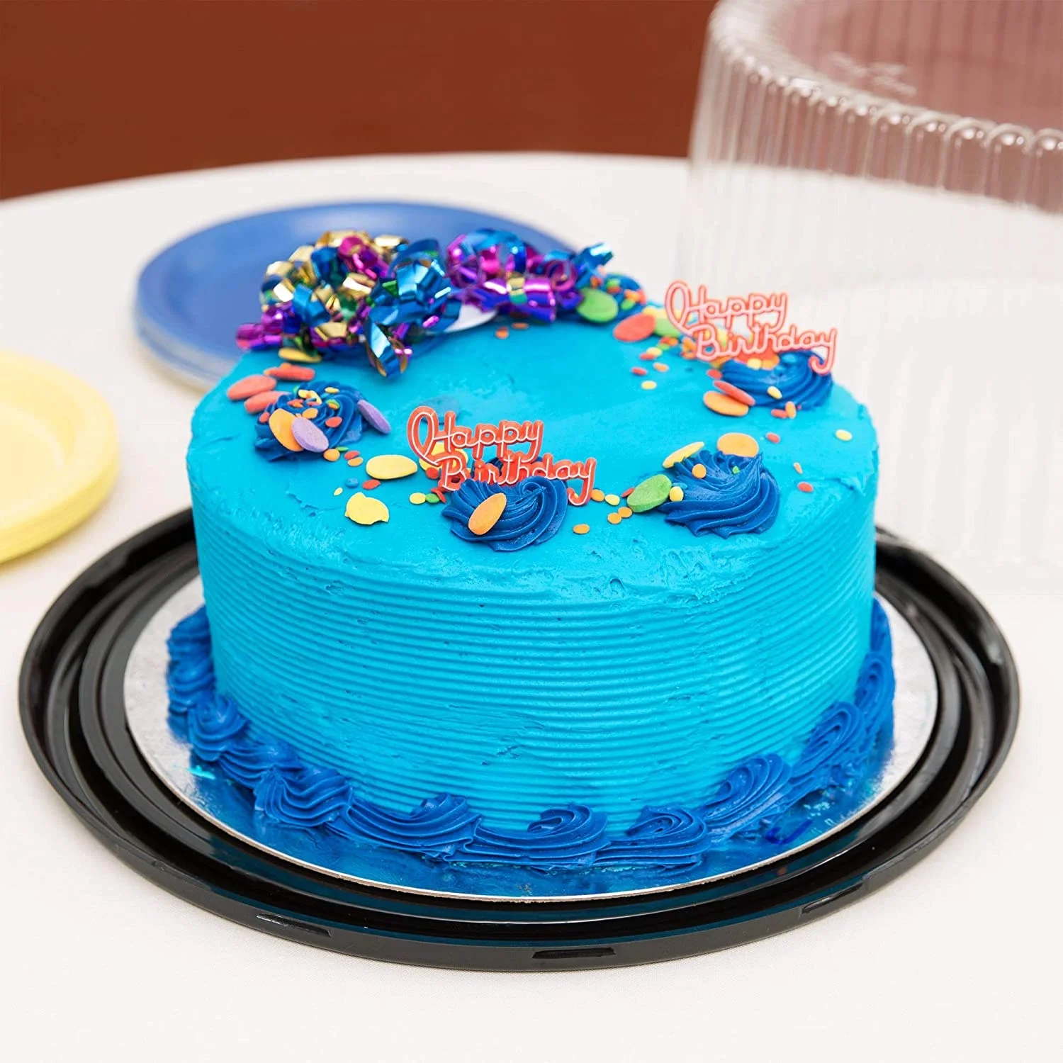 Disposable Plastic Cake Storage Box Container 8 Inch With Plastic Dome Lid and Secure Seal Clear Plastic Round Cake Box