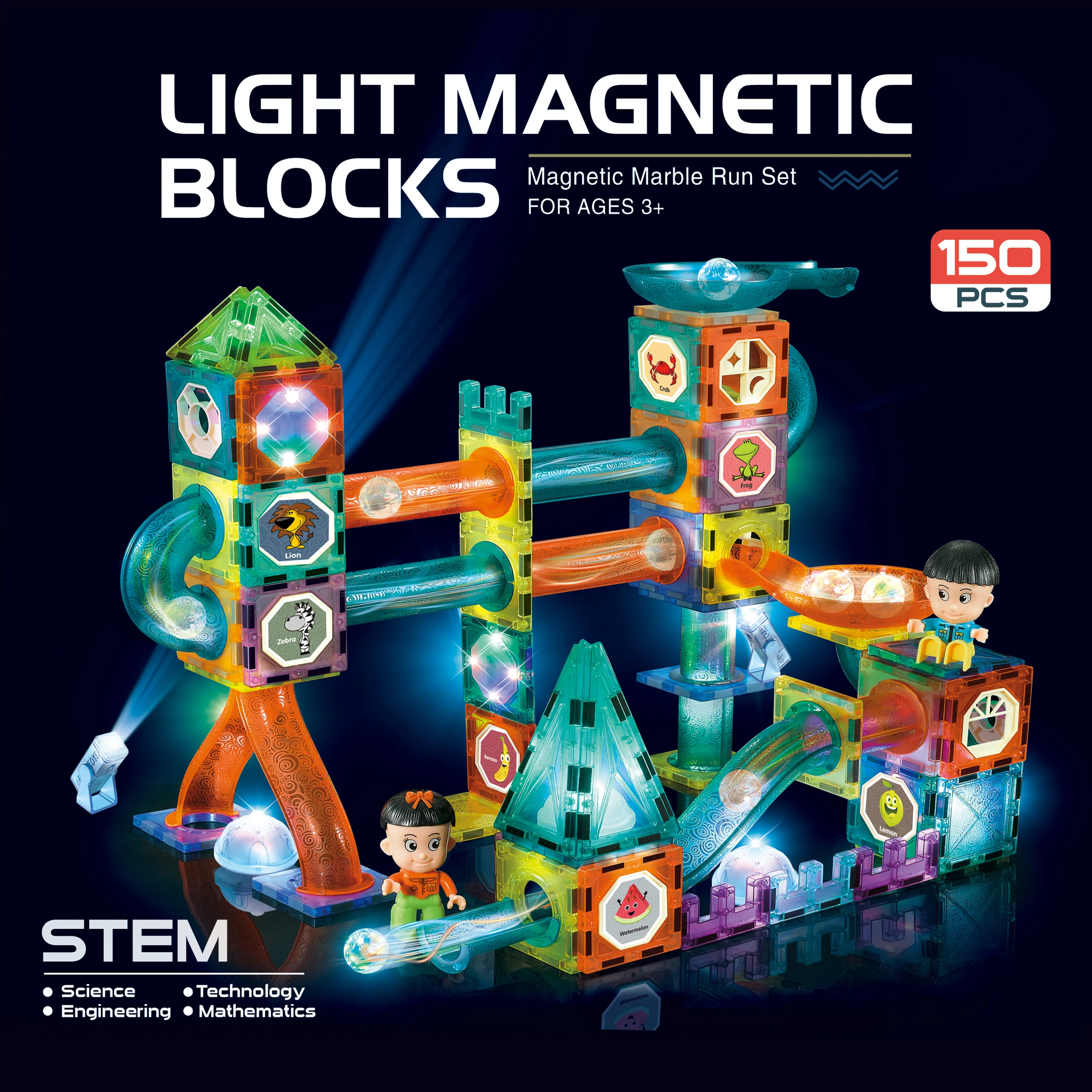 CELMAN Juego Magnético De 110 Piezas Con Luces LED, Bloques De Construcción 3D Con Rampas Y Accesorios, Juguete STEM Educativo Para Niños De 3 A 8 Años