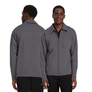 Professional Stretch Black Male Medial Scrubs Set with Jacket Scrubs Uniforms Set with Zipper Jacket Top