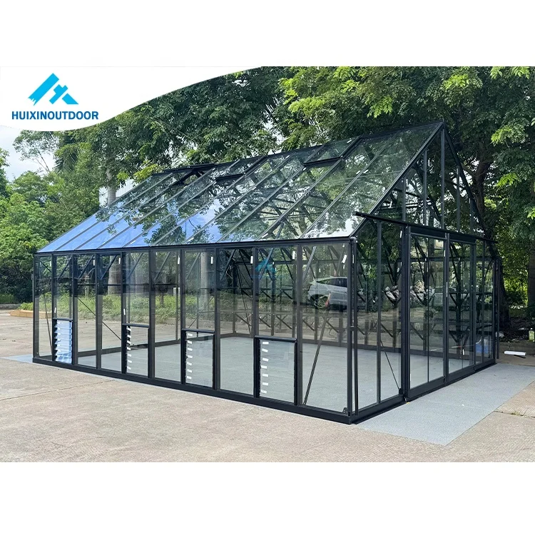 4mm Tempered Glass Prefabricated Conservatory with Aluminum Frame  Latest New Style Luxury Hexagon Aluminium Hobby Greenhouse
