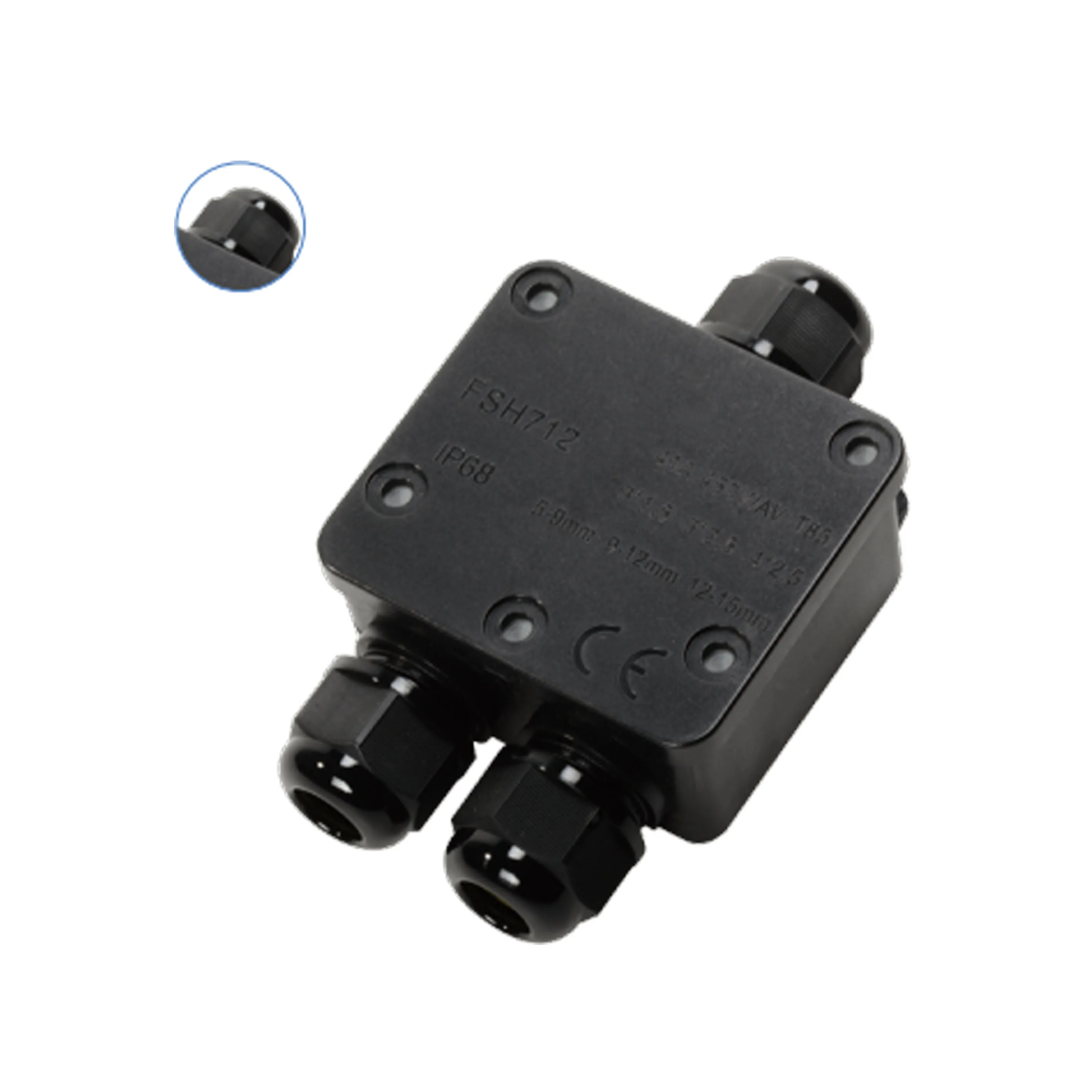 IP66  Waterproof 4 Way Junction Box with PG7 PG9 or M16 Waterproof Connector