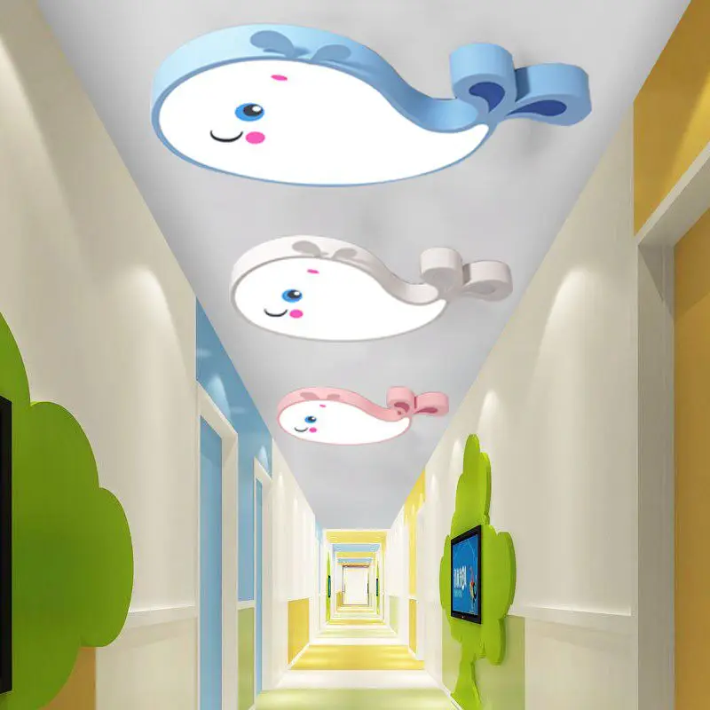 Einfacher Kindergarten-Kronleuchter mit Cartoon-Wal-Motiv, Kinderzimmer-Leuchte für Jungen und Mädchen, Schlafzimmerbeleuchtung, Beleuchtung für die frühe Bildung
