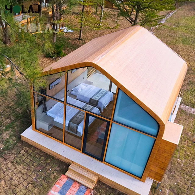 Outdoor Aluminum Structure Prefab Hotel Tent Prefabricated Tiny Hotel Tent with Bedroom & Living Room Steel Frame Material