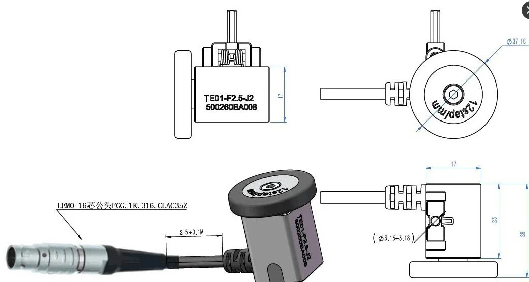 TMTECK UNIVERSAL ENCODER Mini-Wheel Encoder Compatible with OLYMPUS NDT