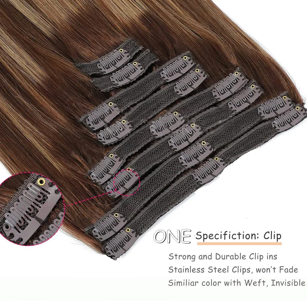 8 pezzi/pacco brasiliani P4/27 clip in estensioni per capelli umani per donne 120G capelli morbidi_voghion.com